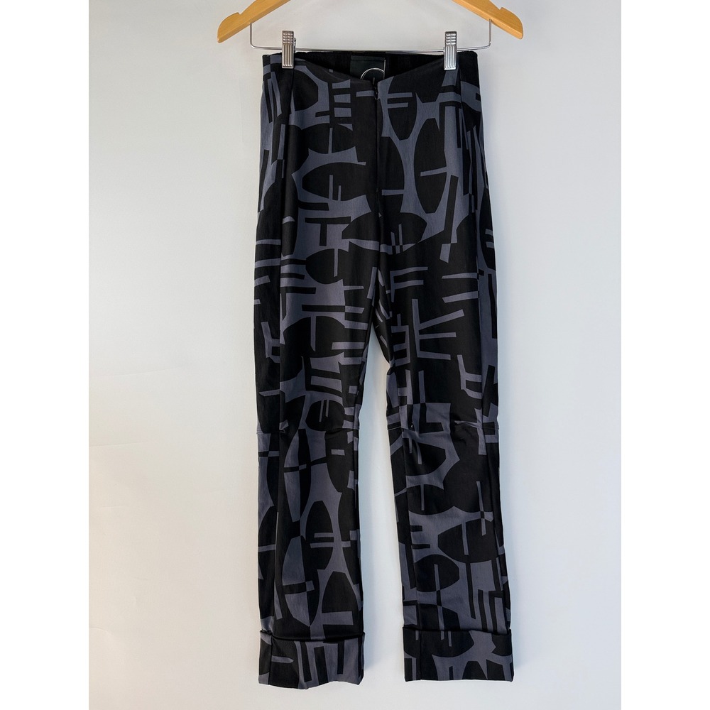 Porto Coda Pant Women Size 1 Small Black Grey Jet Jersey Abstract Straight Crop